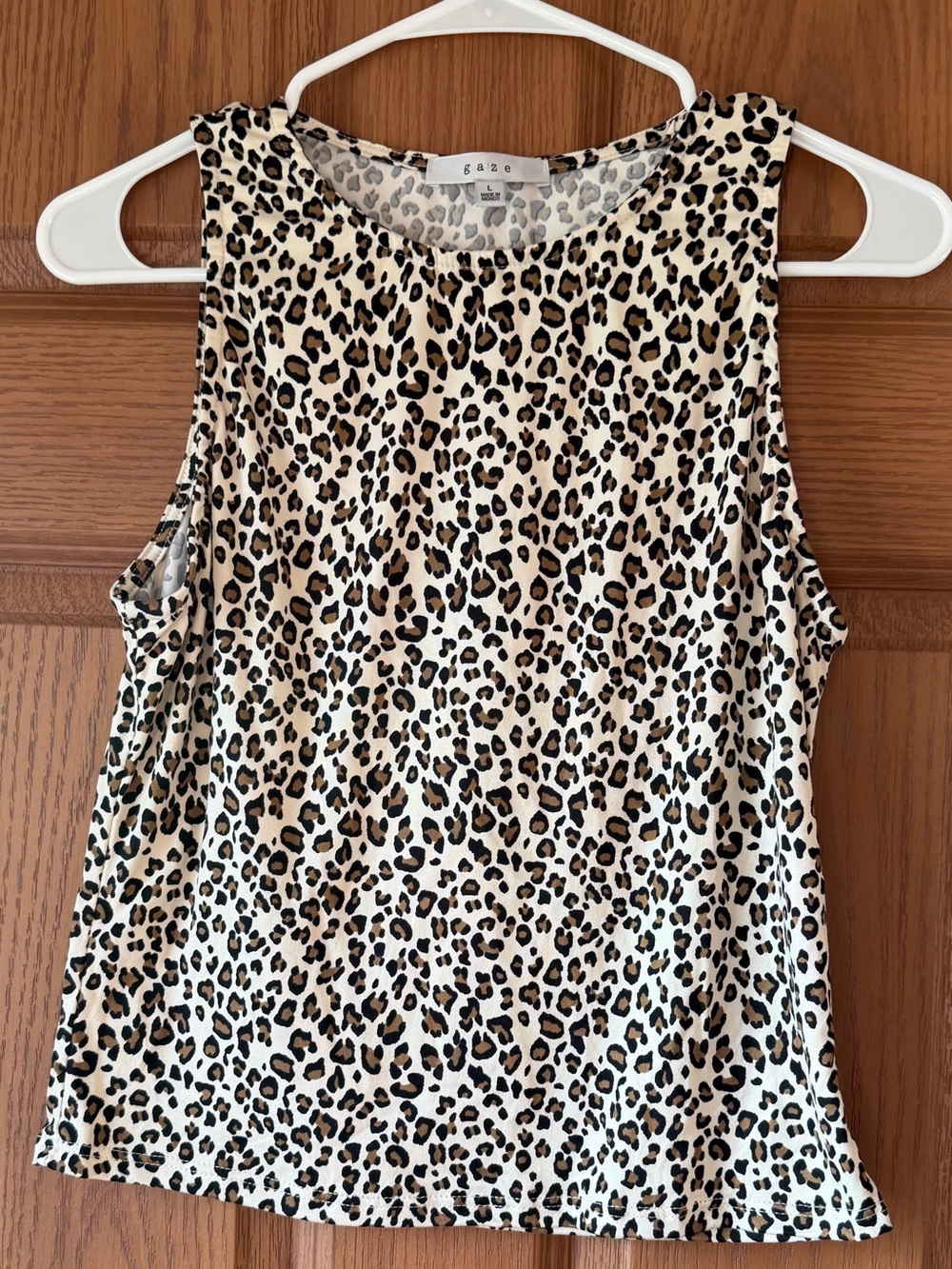 gaze Leopard-Print Sleeveless Tank Top in Cream, Black, Brown
